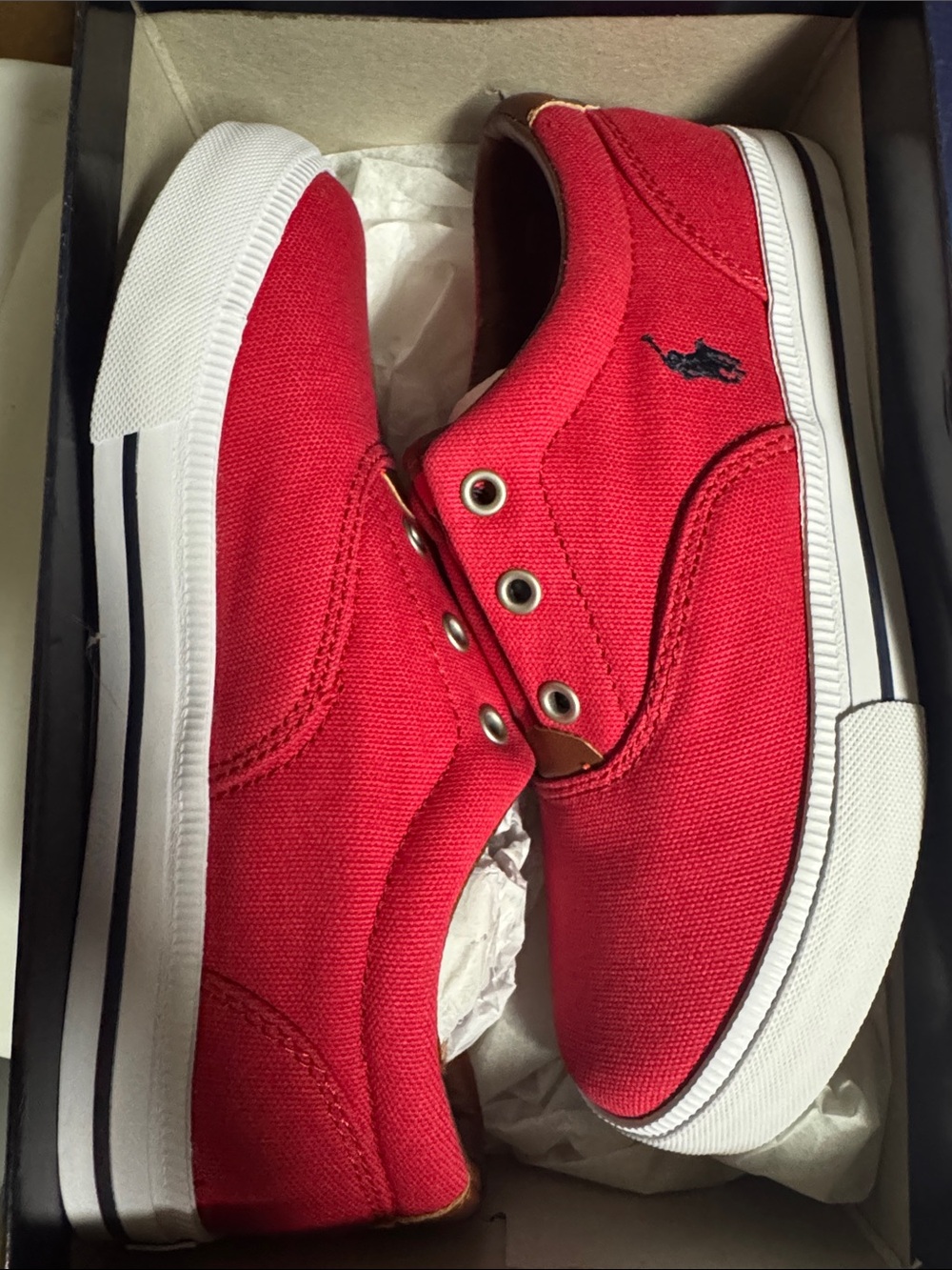 Ralph Lauren Red Canvas Low-Top Sneakers with White Sole